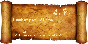 Lamberger Vince névjegykártya